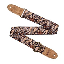 Cascha Vegan Guitar Strap Floral Pattern with Cork Ends Adjustable Shoulder Strap for Guitar Ukulele Navy Beige