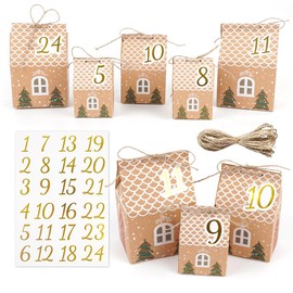 Advent Calendar for Filling, 24 Advent Calendar Boxes with Number Stickers, Advent Calendar to Fill Yourself, DIY Christmas Advent Calendar for Filling, for Crafts and Filling