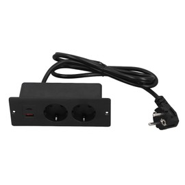 Recessed Socket 2 Outlets with PD20W USB C USB A Port Embedded Furniture Power Strip 1.5m Cord