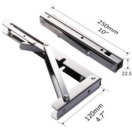Storystore Folding Shelf Brackets - 10 Inch Heavy Duty Stainless Steel Collapsible Shelf Bracket for Bench Table, Space Saving DIY Bracket, Max Load: 550lb （2 PCS）