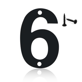 Modern House Numbers for Outside,Mailbox Numbers and Letters,3inch Metal Black Address Numbers,Garden Door Mailbox Decor Number,Custom House Number Sign with Screws (Black-6, 3inch)