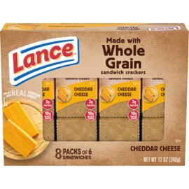 Lance Sandwich Crackers, Whole Grain Cheddar Cheese, 8 Ct Box