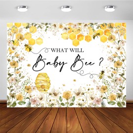 Avezano Bee Gender Reveal Backdrop What Will Baby Bee Photography Background Bumble Honeycomb Bee Gender Reveal Party Decorations Banner Bee Floral Theme Baby Shower Photo Backdrops (7x5ft)