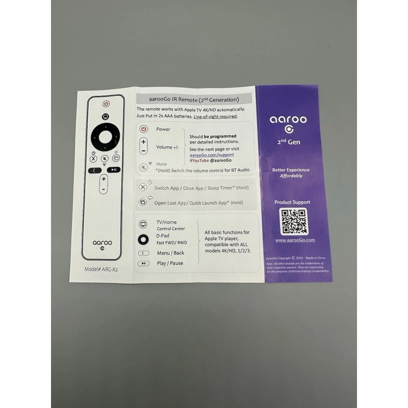 For Apple Aaroo AppleTV Universal Remote Gens 1st, 2nd, 3rd,