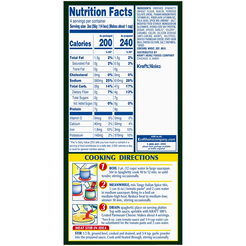 Kraft Spaghetti Classics Tangy Italian Easy Pasta Meal with Spaghetti,