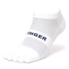 Cool Max 5 Toe Socks, Running, Sports, Marathon, Men's, Women's, Coolmax, Ankle-Length Socks, Absorbent, Quick-Drying, Antibacterial, Odor Resistant, white-519WH, 22.0-24.0 cm