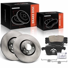 A-Premium 12.36 in (314 mm) Front Vented Disc Brake Rotors + Ceramic Pads Kit Compatible with Select Saab Models - 9-3 2006-2011, 6-PC Set