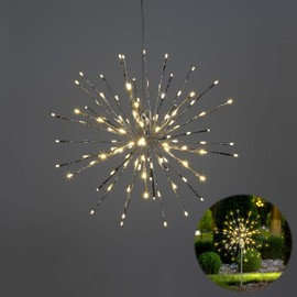 Lightshare 18" Starburst Light Lighted Ball 120 LED Firework Lights Twinkle Warm White Hanging Ball Dual-use for Patio Walkway Pathway Decoration Indoor/Outdoor