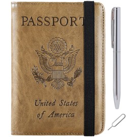 Passport Holder Cover Wallet Travel Essentials RFID Blocking Leather Card Case International Must Haves Travel Accessories for Women Men, 113#Brown, Upgraded