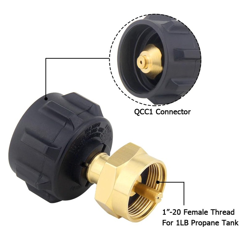 Hooshing Propane Refill Adapter for 1lb Propane Tanks QCC1 Regulator