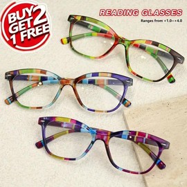 Fashionable Simple Style Reading Glasses, Lightweight and Durable Reading Glasses, Portable Reading Eyeglasses for Men and Women:_Multicolor_+3.50