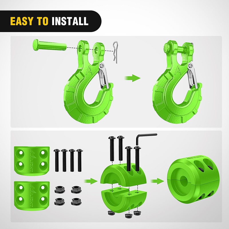 Nilight Forged Steel Winch Hook 3/8" Grade 70 Safety Latch