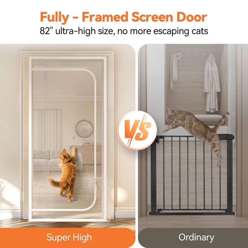 BFNN Cat Screen Door, Extra Tall Cat-Proof Mesh Gate, Fit