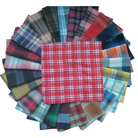 longshine-us 25pcs 12 x 12 Inches Premium Plaid Charm Pack Precut Cotton Fabric Squares Fabric Bundles for Sewing, Quilt DIY& Quilting Beginners