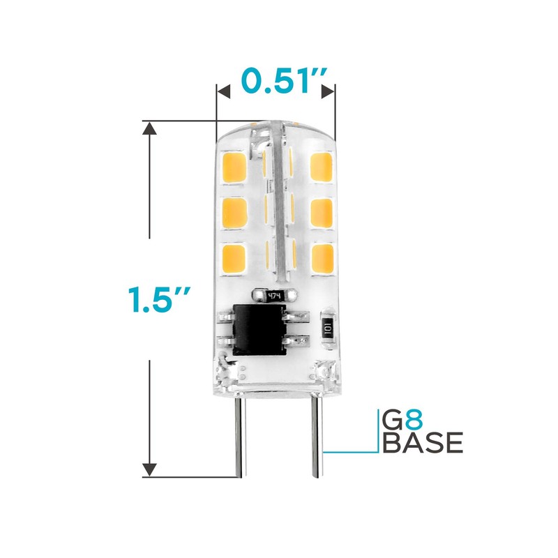 LUXRITE G8 LED Bulb 20W Equivalent, 120V, 2700K Warm White,