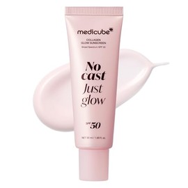 medicube No Cast Just Glow Collagen Sunscreen | SPF 50 Broad Spectrum Face Sunscreen | Lightweight, Non-Stick, Hydrating Formula | Peptides, Cica for Soothing & Glow | Korean Skincare
