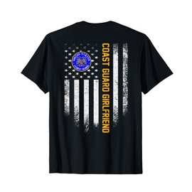 Vintage American Flag Proud Coast Guard Veteran Girlfriend T-Shirt