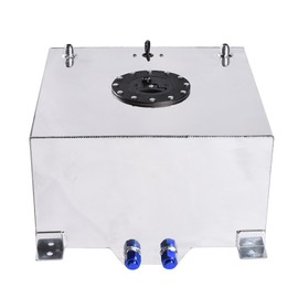 AutoForever Universal 10 Gallon 40L Aluminum Fuel Cell Kit with Cap and Level Sender Polished Aluminum for Racing, Street, Drift, Strip - Silver
