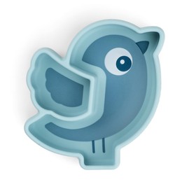 Done by Deer 1749352 Kindersnackteller Stick & Stay - Vogel Birdee blau