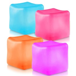 xinrongda 4Pcs Cube Stress Relief Fidget Toys, Stress Balls for Adults, Squishy Fidget Toys for Kids, Ice Cube Sensory Stress Balls for Autism ADHD, Party Bag Fillers for Boys Girls