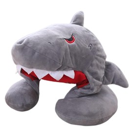 Bury Tony Shark Soft Hooded Travel Neck Pillow, Cartoon Animal U Shaped Neck Pillow