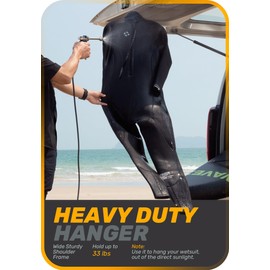 CAPAS Adjustable Foldable Travel Wetsuit Hanger for Adults and Kids, Heavy Duty Triathlon Suit Hanger, Quick Drying Vented Hanger for Surfing Scuba Diving BCD Suits (Black)