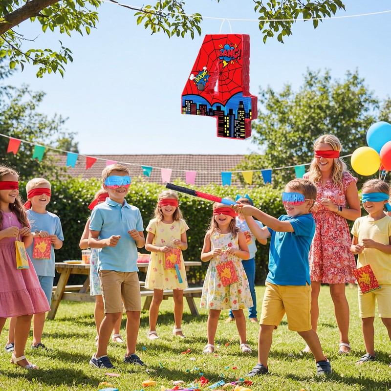 Capoda Number 4 Spider Piñata Bundle with Blindfold and Stick