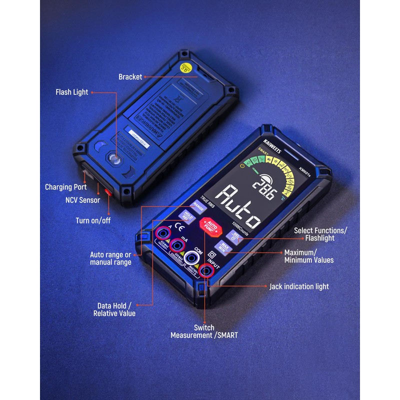 KAIWEETS Digital Multimeter 10000 Counts TRMS Auto Ranging, Rechargeable Smart