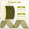 KINGLAKE 6.4cm Wired Burlap Ribbon, 10m Sage Green Wired Ribbon