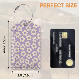 Retro Cream Daisies PU Leather Luggage Tags for Suitcase, Colorful Floral Travel Cruise 3 Pack with Privacy Flap, Name ID Label and Metal Loop for Women Men Girls Baggage Bag Backpack