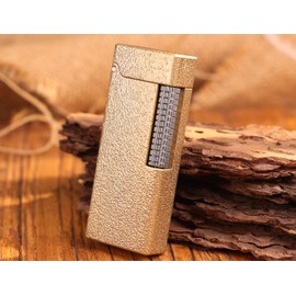 WDMART- H59 Brass Mechanical Trench Lighter • Retro Soft Flame Oil Lighter • Cool Open Flame Kerosene Lighters one Click lid Opening • Model：Flame Spirit (MM)