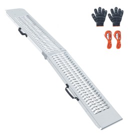 HQSLC 81.88 inches Long and 10.55 inches Wide Heavy Duty Folding Loading Ramp, Motorcycle; Lawn Mower; Snow Plough; Bikes; ATV; UTV; Golf Carts, Tooth Shape Hole, Pack of 1