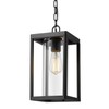 Beionxii Outdoor Pendant Light, Modern Exterior Hanging Porch Lantern, Black