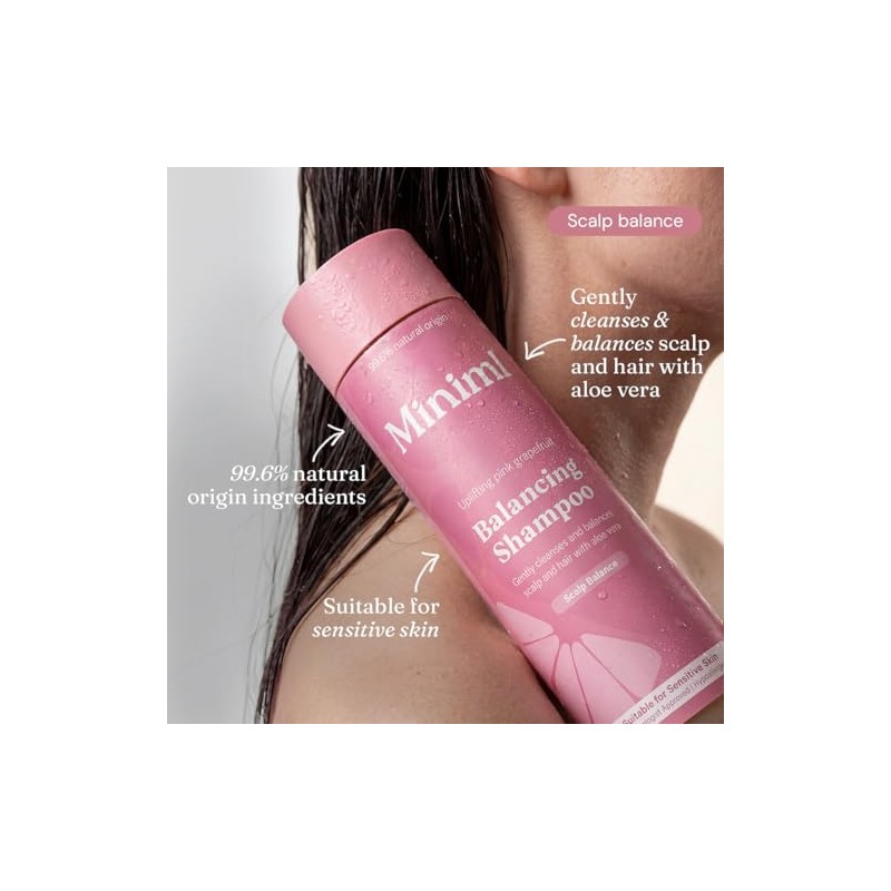 Miniml Balancing Shampoo - Uplifting Pink Grapefruit 400ml, 99.6% Natural,
