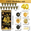 QIFU 40th Birthday Decoration Set - Black and Gold Balloons,