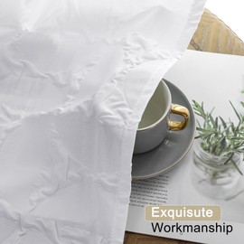 Aiyufeng White Long Curtains 96 Inches Long 2 Panels Set, Soft Airy Light Filtering 3D Embossed Textured Living Room Curtains, Modern Rod Pocket Curtains for Bedroom, 38" Wx96 L Inch