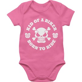 Shirtracer - Baby Bodysuit Boy Girl - Sayings - Kid of a Biker Born to Ride, 2 Pink