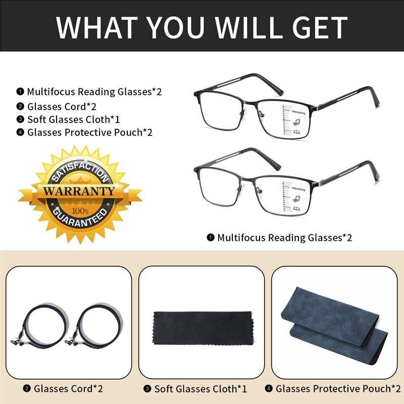 LKEYE Progressive Multifocal Reading Glasses Men No Line Multifocus Transition