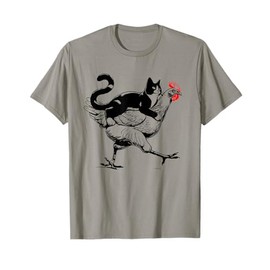 Tuxedo Cat on a Chicken Funny tuxedo cat riding a chicken T-Shirt, Small, Grey
