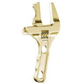 YIKANGHENG Adjustable Wrench, Large Opening 7.87 Inch Length Aluminum Alloy Short Handle with Tooth Spanner for Nut and Water Pipe (gold)
