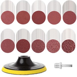 Sanding Discs Set 125 mm Velcro for Angle Grinder Grit 60/80/120/160/240/320/400/600/800/1000 Sanding Discs Pad with M14 Sanding Disc and Shaft Angle Grinder Accessories for Wood Metal Pack of 102