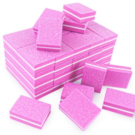 50Pcs Pink Sponge Nail Buffers,100/180 Grit Mini Nail Files,Mini Buffer Block Nail File for Acrylic & Natural Nails,Double-Sided Buffing Blocks for Manicure & Pedicure, Salon & Home Use