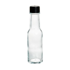 Restaurantware-Vetri 3 Ounce Woozy Bottles, 10 Empty Sauce Bottles With Black Caps - Dishwashable, Durable, Clear Glass Hot Sauce Bottles, For Salad Dressings, BBQ Sauce, Oil, Tincture, And More