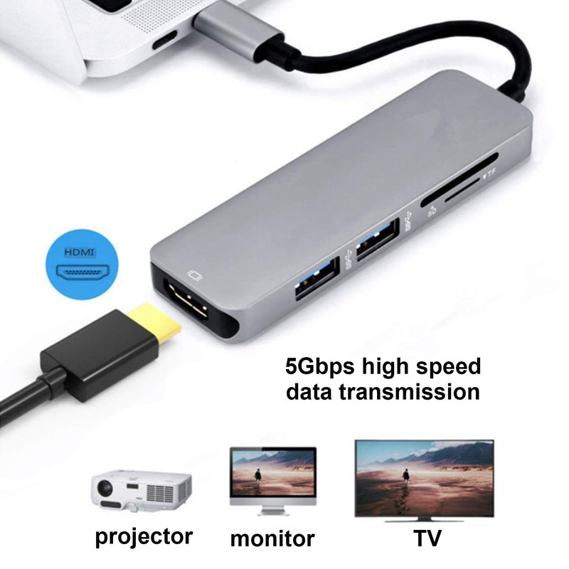 5 in 1 USB C Hub 5Gbps Transfer Ultra HD
