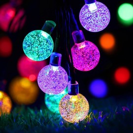 MOYAC Guirnalda de Luces Solares 50 LED 7m con 8 Modos, Cadena de Luces Impermeables y Anticongelantes Exteriores, para Halloween, Fiestas, Navidad, Bodas, Aniversario (Colorida, 7)