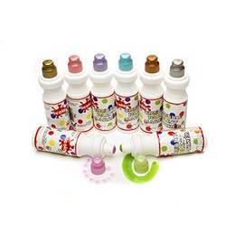 Scola Chubbi Paint Markers, 8 Assorted Pearlescent Colours, 75 ml Bottles, Quick Drying, No Mess or Spill, Art and Crafts Projects, Ideal for Schools and Kids