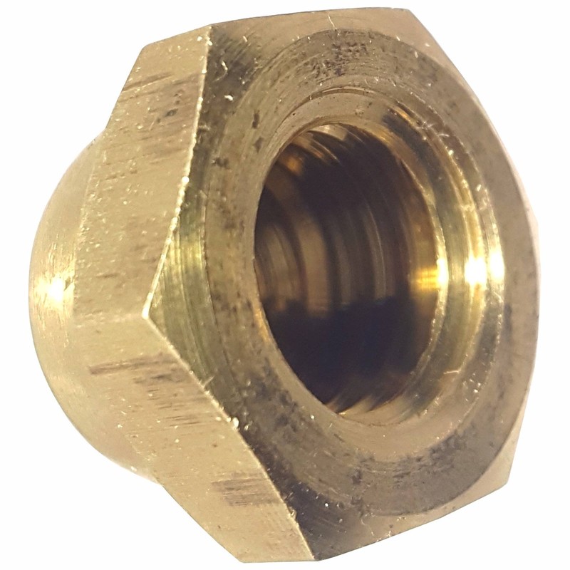 5/8-11 Hex Cap Nuts, Solid Brass, Grade 360, Commercial, Plain