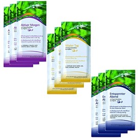 9 einzeln verpackte Erfrischungstücher Aromatücher mit Bachblüten aus reiner Baumwolle 185 x x200 mm: aktiver Morgen, vitaler Tag, entspannter Abend