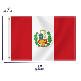 2×3 FT Peru Flag, 60×90 CM Medium 100D Peruvians Outdoor Banner,Tiny Doube Side Printing Decor For Patio Garden With Brass Gromment