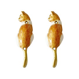Pasiir 2 Pack Decorative Wall Hooks, Vintage Cat Shaped Metal Wall Hook for Hanging Coats Clothes Keys Hats Towels